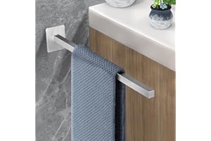 SUDEERY Handtuchhalter Einarmig Ohne Bohren, Gebürstet Edelstahl Badhandtuchhalter Selbstklebender, Badetuchstange 39 cm für Bad und Küche