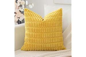 Artscope Juego de 1 Fundas de Cojines Decorativas Cuadradas de Pana 50 x 50 cm para Decoración del Hogar Sofá Dormitorio Coche 20x20 Amarillo Dorado