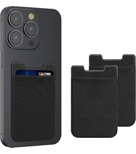 Kwmobile 2x Kaarthouder Voor Telefoon – 2-in-1 Met Vingerlus, Elastisch, Voor Maximaal 4 Pasjes, Universele Zelfklevende Bevestiging, Poederroze