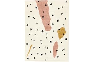 RugVista, Spotty, Kinderzimmer Teppich, 160 x 230 cm, Kinderteppich für Kinder, Spielteppich für Babys, Shaggy handwebstuhl, Maschinell hergestellt, Hochflor, Keine schädlichen Stoffe, Off-Weiß