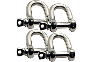 UNIVERSAL HARDWARE 6mm D-Shackles Stainless Steel A4-Marine Grade (316) - for connecting Ropes, Anchors and Chains (Pack of 4)
