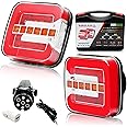 AGRISHOP 12/24V Magnetic Wireless LED Trailer Lights Kit,LED Magnetic Trailer Light Rear Set,4Function Neon Waterproof LED Wireless Tail light Sequential Indicators Dynamic Flowing Trailer Light ECE