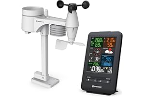 Bresser Beaufort Estación meteorológica Wireless con sensor exterior, 5 en 1: temperatura, humedad, viento, presión atmosférica y precipitaciones