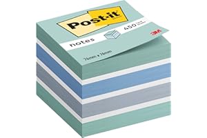 Post-it Notes Cube, Pastel Blue, 1 Pad, 76 mm x 76 mm, 450 Sheets - Extra Sticky Notes for Walls, Monitors and Fridge