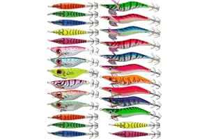 LSHEL Appâts de pêche Turluttes Leurres Appâts Crochets pour Calmars Poulpes Appâts Lumineux Calmar Leurres Crevettes