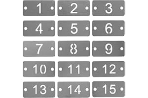 STAYMAX Targhette rettangolari in metallo con numeri scavati, in acciaio inox, con due fori (1-25)