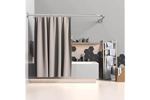 Misounda Aste per tenda da doccia a forma di L, 70-100 x 90-120 cm, in acciaio inox, con 24 anelli per tenda da doccia, per bagno, cucina, spogliatoio