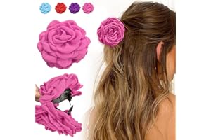 NAILGELER Pinces à Cheveux, Barrette Fleur Roses Clip Multicolore, Artificielle Fleur Hair Clips pour Femmes et Filles, (Rose, Environ 9cm）