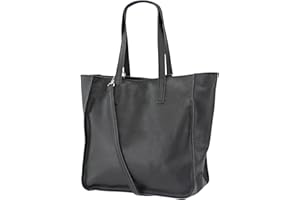 SH LEDER Damska torba z uszami z prawdziwej skóry – średniej wielkości torba na zakupy z paskiem na ramię – torebka na ramię z zamkiem błyskawicznym i kieszenią wewnętrzną, 37 x 13 x 29 cm, liliowa G555