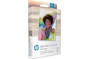 HP 2.3x3.4 Papier photo Zink de qualité supérieure (20 feuilles) compatible avec l'imprimante photo portable Sprocket Select