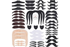 AONAT 48-teiliges falscher Schnurrbärte, selbstklebend, Partyzubehör, bunt, lustige Stile für Fiesta-Party, Maskerade, Geburtstagsparty, Kostüme und Performa