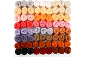 Doxiru 72 Pieces 7.6 oz Needle Felting Wool, 24 Colors Wool Roving Yarn, Fiber Wool Roving for Beginners, Hand Felting Supplies, 3 g/Pack