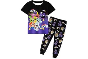 Aepotumn Smiling Critters Plush Pyjamas for Boys CatNap Long Sleeve Pjs Tops and Pants 2 Piece Sleepwear Pajama Set 5-12 Years