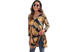 Enmain Camisetas de Manga Larga para Mujer Cuello Redondo Holgada Casual Túnica Tops Elasticidad Manga 3/4 Larga Tshirt