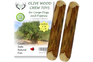 ARTISAN GIFT CO Natural Olive Wood Long Lasting Dog Chew, Puppy Teething Toy, Saving Pack 2 Sticks (Large) 20cm