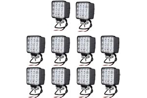 ‎RIGIDON RIGIDON 10 Pcs Auto quad scheinwerfer, 4 Zoll 10cm 48W led flutstrahler, offroad beleuchtung für SUV ATV, Traktor, LKW, 4x4 6000K Weiß led nebelscheinwerfer, led arbeitslicht led arbeitsscheinwerfer