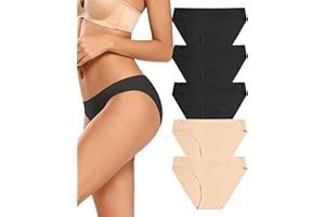 VOENXE Damska bielizna bikini, bezszwowe oddychające majtki damskie, wygodne niewidoczne majtki, wielopak bez VPL, rozciągliwe majtki dla kobiet, 5-pak