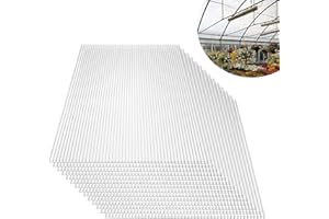 Froadp 4mm Strato del Policarbonato della Doppia Parete, 1210x605mm Spessore Set di Piastre a Nido d'ape, 14pcs Trasparente Pannello UV Resistente e Intemperie della Serra per Serra del giardino