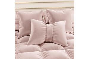 PETTI Artigiani Italiani - Cuscini Arredo in Velluto con Imbottitura, Cuscino per Camera da Letto, Divano Salotto, con Federa a Sacco, Fiocco Cipria - 50 x 40 cm