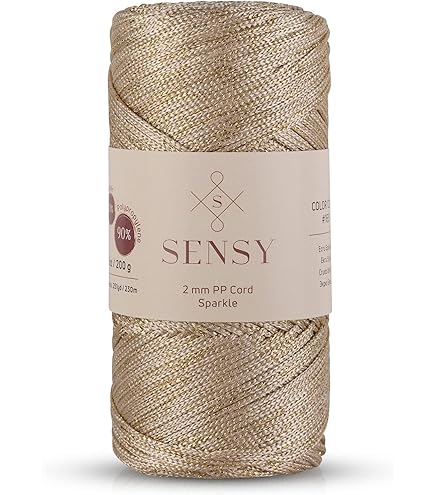 Sensy Premium polyester touw, 2 stuks, 5 mm, 100% polypropyleen koord voor macramé, haaktas, haakgaren, cadeau voor breiwerk, grijs