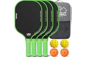 BAGAIL Ensemble de Raquettes de Pickleball, Raquettes de Pickleball avec 4 Balles, Légères - Absorption des Chocs élevée - Ergonomique, Adaptées aux Jeux de Pickleball en Intérieur et en Extérieur