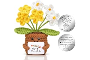 ‎MWMOEEN Mwmoeen Glücksbringer Geschenk Gestrickte Blumen, Pocket Hug Positive Strickwolle Blumen Puppe und Kleine Umarmung Glücksbringer, Mutmacher Gute Besserung Einschulung Geschenk ﻿