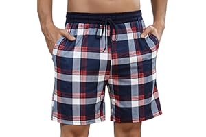 Marvmys Pantalón Corto Pijama Hombre Verano Cuadros Pantalones Pijamas Shorts con Bolsillos