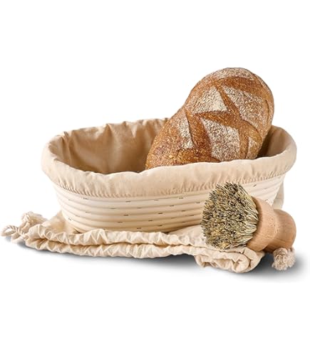 Ensemble De Paniers De Fermentation En Set Avec Accessoires De Cuisson Et Couvercle En Lin Adapte A La Patisserie Domestique Et Professionnelle Osier 100 Naturel 23 Cm