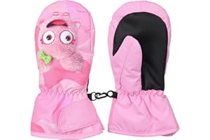 TONIFAY Waterproof Kids Mittens Toddler Winter Cold Weather Thermal Fleece Lined Warm PU Palm Snow Ski Glove for Age 1-9 Boys Girls Baby Children Skiing Snowboarding Cycling Running Walking Sport