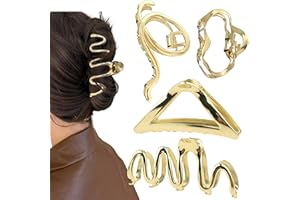 YPKIA Lot de 4 grandes pinces à cheveux dorées en métal pour femme et fille - Accessoires épais pour cheveux