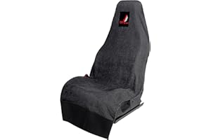 Cov My Seat Serviette Haut de Gamme Housse Protection Siège Voiture Auto Avant Universel Anti Transpiration (Coton Noir & Logo Rouge, X 1 Piece/Serviette.)