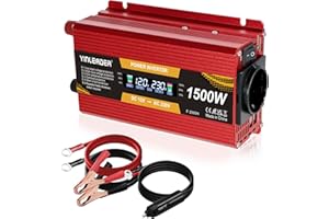 YINLEADER Convertidor de Voltaje 750 W/1500 W 12 V a 220 V/230 V Con LCD y 2 USB - Transformador de Voltaje