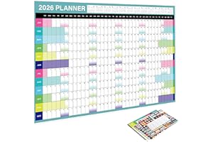 OLIVVIA Agenda de pared 2026 A1, calendario anual grande de enero a diciembre de 2026, 88 x 58 cm, color Morandi, vacaciones y fines de semana destacados, espacio extra para notas