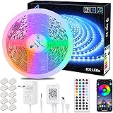 ALED LIGHT Striscia LED 10M Bluetooth, Nastri LED 10 Metri 600 LEDs 5050 RGB SMD, Cambiamento Delicato di Colore, 24V Aliment