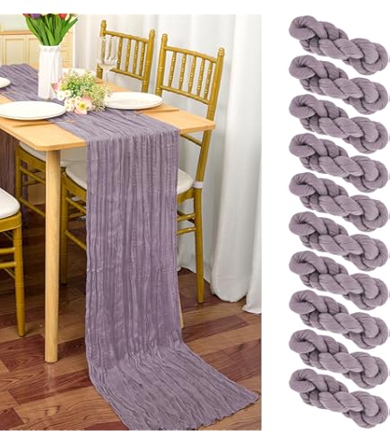 DeZerlor Roze kaasdoek tafelloper 6 stuks lente tafellopers boho gaas 304 cm lichtroze kaasdoek tafeldecoratie voor bruiloft bruids babyshower, Valentijnsdag