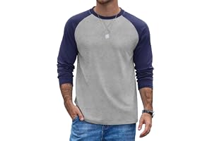 COOFANDY Långärmad T-shirt för män raglan bomull t-shirt baseball toppar rund hals färgblock t-shirt normal passform