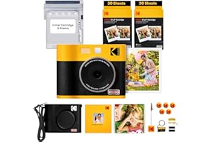 KODAK Mini Shot 3 ERA 4PASS 2-in-1 Sofortbildkamera und Fotodrucker (7,6x7,6cm) Sofortbildkamera + Gift Paket + 8 Blatt im Lieferumfang enthalten + 60-Blatt-Patrone, Gelb