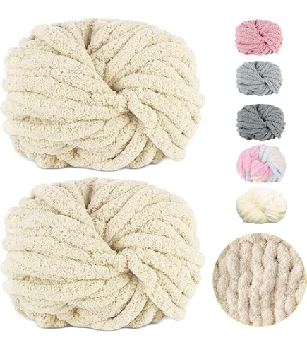 Dickes Chenille Garn Zum Häkeln & Stricken | 300 G, 18 M Länge | Weich, Fusselfrei, Maschinenwaschbar