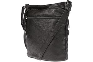 Christian Wippermann mittelgroß Damen Tasche Schultertasche Umhängetasche Crossover Bag Leder Optik Handtasche schwarz