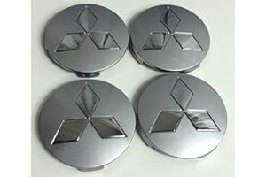 BADGEDIRECT X4 Embouts de moyeu de roue avec logo MTSUBISHI Gris chromé 80 mm