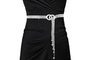 UILYNIU Crystal Waist Belt for Women Rhinestone Waist Belt Adjustable Silver Waist Chain Belt Crystal Bling Belt Diamond O-Ring Waistband for Jeans Dresses