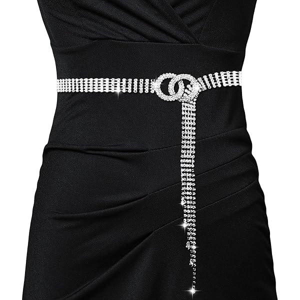 OVOY Ceintures Cloutées En Strass Pour Femmes, Gros Diamants, Cowgirl, Cowboy, Ceinture Pour Jeans Et Robes, Bling Argenté, Suit For Waist 33"-41