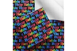 GELUODE Papier cadeau joyeux anniversaire pour enfants filles garçons femmes hommes, papier cadeau dégradé de couleur avec lignes de coupe au verso, 6 feuilles pliées à plat 50 x 70 cm par feuille