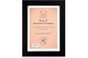 PICTURE FRAMES UK LTD 7x5 Black Picture Frames - 7x5 Black Frame | Thin Black Picture Frame 7 x 5 inch | 7x5 Black Frame | Wall Hanging or Free Standing