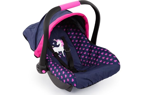 Bayer Design 67954AA siège d'auto de poupée avec Pare-Soleil et Ceinture de sécurité, Accessoire pour Poupon jusqu'à 46cm, à partir de 3 Ans