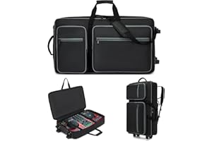 CXINESBAG DJ-Tasche mit Rollen, kompatibel mit DDJ FLX10/1000/1000SRT/REV7/REV5/SCLIVE 4, DJ-Controller-Tasche für Pioneer DJ-Ausrüstung, DJ-Controller-Tasche mit mehreren Taschen für DJ-Zubehör, weicher