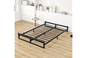 VECOCHO Bett120x200 mit lattenrost,Metallbett 120x200-16cm Höhe Bodenbett,Bettgestell120x200 Plattformbett aus Metall,Gästebett,Doppelbett KeinBoxspringbett Erforderlich,Geräuschlos,Schwarz Bettrahmen