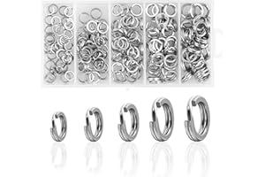 Shaddock 200stk Angelwirbel Spaltringe Kit Edelstahl Doppel O-Ringe Angelköder Drillinge Angelhaken Verbinder Angelwirbel Snaps Kunstköder Clips Salzwasser Süßwasser Angelzubehör