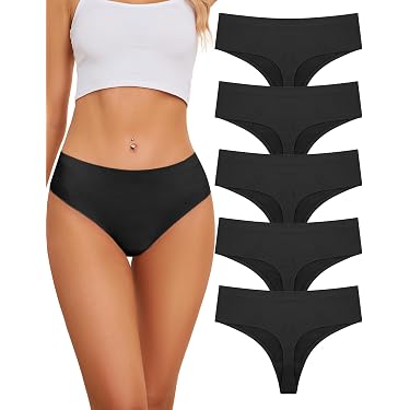 Strings Tanga Femme Closecret - Lot De 5 - 95% Coton - Sans Lignes De Culotte - Noir