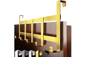 4smile Perchero de puerta para colgar – Gancho de puerta dorado para colgar, ganchos flexibles, robustos – Ganchos versátiles para colgar
